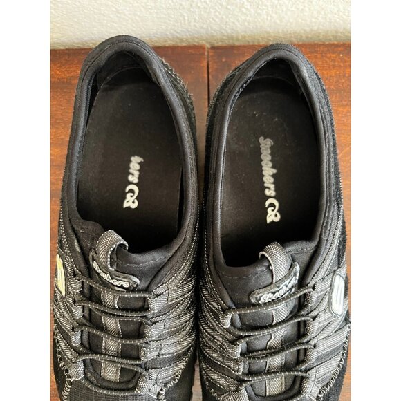 Skechers Sneakers Shoes Women's US 7 Black Elastic Laces Slip On Athletic 21139 - Picture 3 of 7